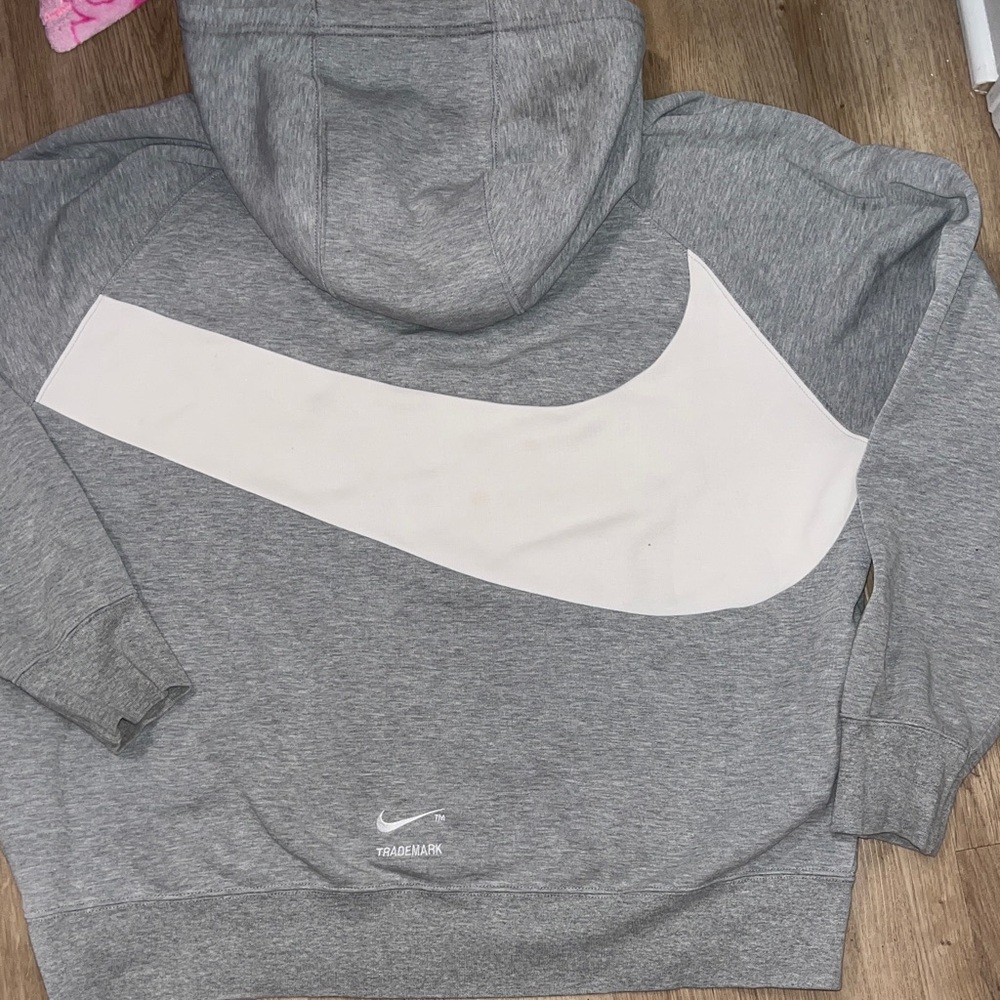 Nike Heather Gray Hoodie with White Logo